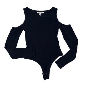 AVEC LES FILLES Black Cold Shoulder Bodysuit size Small